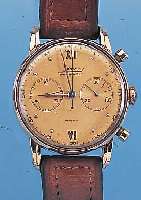 MINERVA ARMBANDCHRONOGRAPH, REF.-NR. 747119,SCHWEIZ UM 1959, METALL HARTROTVERG., EDELST.-BODEN U. GLASR. GEDR., ORIG.-BLATT, ALTERSBED.FL., ...