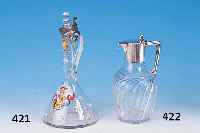 KARAFFE, UM 1900/10, FARBLOSES GLAS, SILBER-MONTUR, RILLENDEKOR, H. CA. 22 CM, MIN. AL- TERSSP.