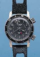 SEARS ARMBANDWECKER, REF.-NR. 17052, SCHWEIZUM 1965, METALL VERCHR., EDELST.-BODEN GEDR., TAUCHERUHRDESIGN, LüNETTE BEIDS. DREHB., KON- ...