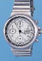 TOURNEAU ARMBAND-CHRONOGRAPH, REF.-NR. 775102, SCHWEIZ UM 1988, EDELSTAHL MATT., BOD. AUFGEDR., BEI FERT.-STELL. WASSERG., ...