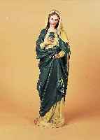 MADONNA, SüDDEUTSCH, UM 1860, NAZARENER, LINDENHOLZ GESCHNITZT, ELEGANTER FALTENWURF, DREI FINGER FEHLEN, EINER REST., FASSUNG SEKUNDäR ...
