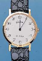 GLASHÜTTE HERRENARMBANDUHR, METALLGEH. HART-VERG., BODEN GEDR., EMAILFARB. KONTRASTZIFFER-BL. M. ARAB. ZIFFERN, DAMENANKERFORMWERK GUB- KAL. 09/20, ...