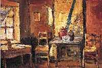 BRUNAUD, J.D., FRANZöSISCHER MALER DES FRüHEN 20. JH., LA GRANDE MARNITE ROUGE, INTERIEUR MIT ROTEM KRUG, ÖL/LWD, RE. U. SIGN., PASTO- SER ...