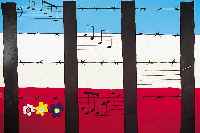 Costa, James, Farbsiebdruck "Never more Holocaust", sign., betitelt, num. 18/200, 69 x 100 cm, R., leicht verschmutzt