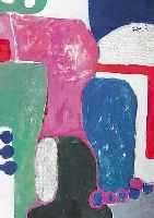 DOLEZALEK, KüNSTLER, UM 1960, ABSTRAKT-GEO- METRISCHE KOMPOSITION, ÖL/LWD., RS. SIGN., 75 X 82 CM, R.