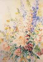 LäUBIN, HANS, 1904 PFORZHEIM-1982, SCHüLER DER AKADEMIE KARLSRUHE, HIER: BLUMENSTILLEBEN, MEHRFARBIGES AQUARELL AUF PAPIER, ...