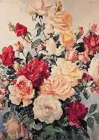 LäUBIN, HANS, 1904 PFORZHEIM-1982, SCHüLER DER AKADEMIE KARLSRUHE, HIER: BLUMENSTILLEBEN, MEHRFARBIGES AQUARELL AUF PAPIER, ...