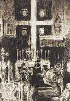 SLEVOGT, MAX, RADIERUNG, KIRCHENINTERIEUR, SIGNIERT, UNTER PP. NUM. 19/100 ?, HANDSIGNIERT, 22.5 X 17.5 CM