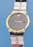MOVADO HERRENARMBANDUHR MUSEUM, REF.-NR. 87,A2,876C, SCHWEIZ UM 1988, EDELST. POL., BODEN GEDR., KRONE U. LüNETTE SOWIE TEILE DES ...