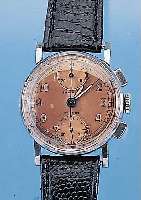 IMPERIAL ARMBANDCHRONOGRAPH NON MAGNETIQUE, REF.-NR. 225719, SCHWEIZ UM 1948, METALL VER- N., BODEN U. GLASR. GEDR., AUF BODEN WIDMUNGS-GRAV. 1948, ...