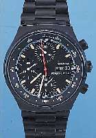ORFINA ARMBAND-CHRONOGRAPH PORSCHE-DESIGN, SCHWEIZ UM 1995, METALLGEH. U. BAND SCHWARZ MATT., BOD. GESCHR., MINERALFLACHGL. ENTSPIEG.BESCHICHT., ...