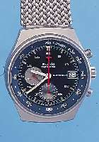 NIVADA ARMBAND-CHRONOGRAPH TARAVANA, SCHWEIZ UM 1988, EDELSTAHL MATT. INCL. EDELST.-BAND, UNGETR. LAGERWARE, SCHUTZHüLLE, ...