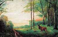 UNBEKANNTER KüNSTLER, DEUTSCH UM 1900, ZWEI PENDANTS, HIRSCH BZW. REH IM WALD, ÖL/LWD, UNLESERLICH SIGN., JE CA. 16 X 24 CM