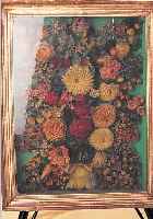GROßES EINGERICHT, WOHL ÖSTERREICH/UNGARN, 2. HäLFTE 19. JH., REICHHALTIGES WACHS- BLUMENENSEMBLE, CA. 74 X 58 CM