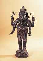 GANESH, NORDINDIEN, 20. JH., NACH DEM VOR- BILD DES 12.-13. JH., BRONZE, PATINIERT, EIN ZAHN FEHLT, H. CA. 112 CM