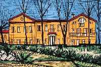 BUFFET, BERNARD, HAUS IN DER PROVENCE, FARBLITHOGRAPHIE, MOURLOT, SAURET PARIS 1987, CA. 32 X 52 CM, PP, U.GL., R.