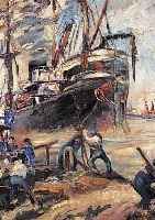 MOLLER (MöLLER) OTTO, 1883 BERLIN-1964, SCHüLER DES LOVIS CORINTH, HIER: IM HAFEN, ÖL/LWD, LI. U. SIGN., VERSO BEZ. SEELICHT, IM HAFEN ...