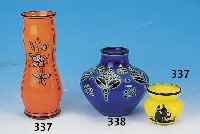 VASE, BEYERMANN & CO, HAIDA, UM 1910, EXPERIMENTALGLAS MIT REDUKTIONSBEIZE, BLAUES GLAS, H. 12 CM, SIGNIERT