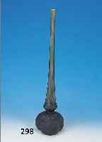 GROßE LANGHALSVASE, DAUM NANCY, UM 1900, FARBLOSES GLAS, MIT GRüNEN UND BLAUEN AUF- SCHMELZUNGEN, SCHöNE FORM, SIGNIERT, H. 62CM