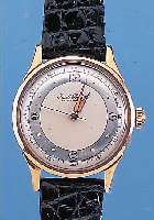 PAUL BUHRE HERRENARMBANDUHR ANTIMAGNETIK, SCHWEIZ UM 1955, METALL HARTVERG., EDELST.- BODEN GESCHR., ORIG. 2-FARB. VERS. BLATT L. FL., 17 ST., ...