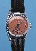 PIERCE DAMENARMBANDUHR PAHASHOCK, REF.-NR. 1381, SCHWEIZ UM 1940, METALL HARTVERCHR., EDELST.-BODEN 4-FACH VERSCHR., PATENTIERTE TYP. ...