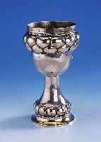 SOGN. ANANASPOKAL, DEUTSCH, 800ER SILBER, REINE HANDARBEIT, TREIBARBEIT, ART-DECO, MIT WIDMUNG DAT. 1929-1933, H CA. 17 CM, CA. 190 G
