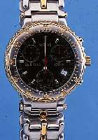 JAGUAR ARMBANDCHRONOGRAPH SPLITTIME, REF.-NR2040, QUARTZ, SCHWEIZ UM 1996, EDELST. MATT., KRONE, DRüCKER, TEILE DER LüNETTE SOWIE DES ...