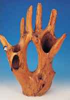 GROßE HOLZSKULPTUR, ZEITGENöSSISCH, WURZEL- HOLZ (LINDE), MIT EINGESETZTEM STEIN, AB- STRAKT, H. CA. 87 CM