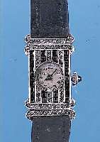 MILEX WATCH CO. DAMENARMBANDUHR ART DECO, SCHWEIZ UM 1934, 935ER SILBER, LüNETTE U. BANDANST. M. SCHMUCKSTEINBES. (1X FEHLEND), ALTERSBED. ...