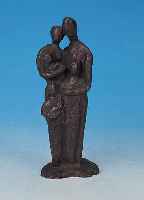 BRONZESKULPTUR, UNBEKANNTER MONOGRAMMIST, 60ER JAHRE, MUTTER VATER UND DREI KINDER, MONOGRAMMIERT KK, H. 17 CM