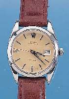 ROLEX HERRENARMBANDUHR PRECISION, REF.-NR. 6427, SCHWEIZ UM 1961, EDELST., BODEN U. KRO- NE GESCHR., BLATT PROV. REST., 17 ST., HANDAUFZUG KAL. ...