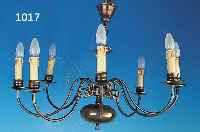 DECKENLEUCHTER, BAROCKSTIL, 30ER JAHRE MESSING, 8 BRENNSTELLEN, H. 35 CM,D. 75 CM, FUNKTION NICHT GEPRüFT.