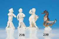 Skulptur, Rosenthal, 50er Jahre, Seepferdchen, Unterglasurbemalung, signiert H. Meisel, H. ca. 10 cm