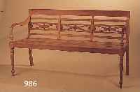 BANK, DEUTSCH, UM 1830-40, WEICHHOLZ ABGE- LAUGT, LEHNE IN SCHöNER DURCHBRUCHARBEIT MIT KLEINEN FLACHSCHNITZEREIEN, H. CA. 86 CM, SH. CA. 45 CM, ...