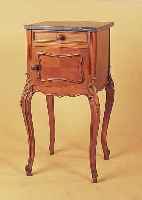 Beistellschränkchen, Frankreich, um 1870, Nußbaum furniert, Marmorplatte oben sek., in- nen mit weißem Marmor verkleidet, Gebr.- und ...