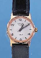 LANCO HERRENARMBANDUHR, REF.-NR. 525, SCHWEIZ UM 1955, GG 750/000, BODEN GESCHR., BLATT PROV. REST., 17 ST., FRüHER ROTORAUFZUG,KAL. 1033, ...