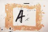 TAPIES, ANTONI, 1923 BARCELONA, KOMPOSITION MIT GROßEM A, FARBLITHOGRAPHIE VON 1976, WVZ G639, CA. 48 X 70 CM