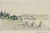 DöRR, FERDINAND, 1880 BAD DüRRHEIM-1968 KARLS-RUHE, SCHüLER DER AKADEMIE KARLSRUHE BEI WALTER CONZ, HIER: HEUWIESE AM SEE, AQUATIN- ...