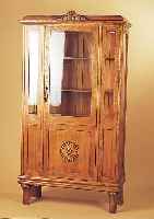 Vitrine, Art-Deco, 20er Jahre, Eichefurnier, facettierte Glaseinsätze, 176 x 96 x 42 cm, aufgearbeitet, Fachböden