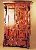 SCHRANK, GRüNDERZEIT, UM 1880, BIRKEFURNIER, KASSETTIERT, DEKORATIV, 192 X 124 X 60.5 CM, L. ALTERSSPUREN