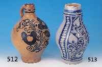 ÖLKRUG, WESTERWALD, UM 1800, STEINZEUG, BLAUE FLORALE SMALTEMALEREI, MIN. BEST., H. CA. 36 CM