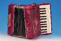 ZIEHARMONIKA, RIGOLETTE, WOHL 30/40ER JAHRE, ROTES KUNSTSTOFFGEHäUSE, MIT NOTENMAPPE, KOFFER, ALTERS- UND GEBRAUCHSSPUREN