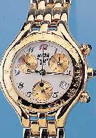 MCM HERRENARMBANDUHR CHRONOGRAPH, STAHL VER-GOLDET INCL. GLIEDERBAND, HIGH-TECH-QUARTZ- WERK, ETA 251272, ANZEIGE VON STD., MIN., KL. SEK., DATUM, ...