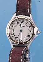 CARTIER DAMENARMBANDUHR, REF.-NR. C81622, SCHWEIZ UM 1997, EDELST. SATIN., BODEN 8-FACH VERSCHR., BEI FERTIGST. WASSERGESCH., SAPHIR- ...