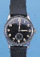 CIVITAS HERRENARMBANDUHR MILITäRY, REF.-NR. 2474969, SCHWEIZ UM 1940, METALL VERN., EDELST.-BODEN U. GLASR. GEDR., ORIG.-KONTRAST-ZIFFERBL., ...