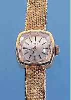 TISSOT DAMENGOLDBANDUHR, REF.-NR. R19069, SCHWEIZ UM 1969, GG 750/000 INCL. GG-FLECHT- BAND, BODEN GEDR., BLATT VERS., STD.-ZEICHEN AUFGES., ...