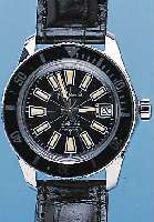 MARC NICOLET HERRENARMBANDUHR, REF.-NR. 34-213, SCHWEIZ UM 1968, METALL HARTVERCHR., EDELST.-SCHR.-BODEN, TAUCHERDESIGN, LüNETTE BEIDS. ...