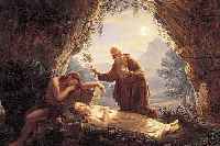 UNBEKANNTER MEISTER, UMKREIS L. RICHTER, UM1860, ÖL/HOLZ, TRAUERNDE PERSONEN IN EINER HöHLE, UNSIGNIERT, FEINE LASIERENDE MALEREI, ...