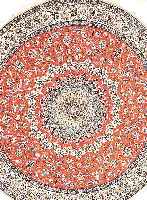 Nain fein,Persien Durchmesser ca 200 cm. Flor Korkwolle mit Seide.ca 900.000 Kn/qm.