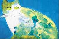 TING, WALASSE, GEB. 1929, KATZE, GOUACHE AUFPAPIER, RE. U. JAPANISCHER SIGNATURSTEMPEL, CA. 46 X 57 CM, PP, U.GL., R.